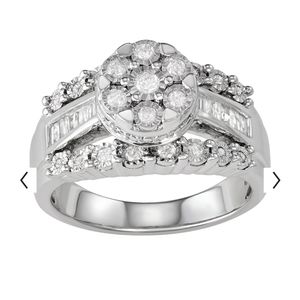 Sterling Silver 1/2 Carat T.W. Diamond Flower Ring
